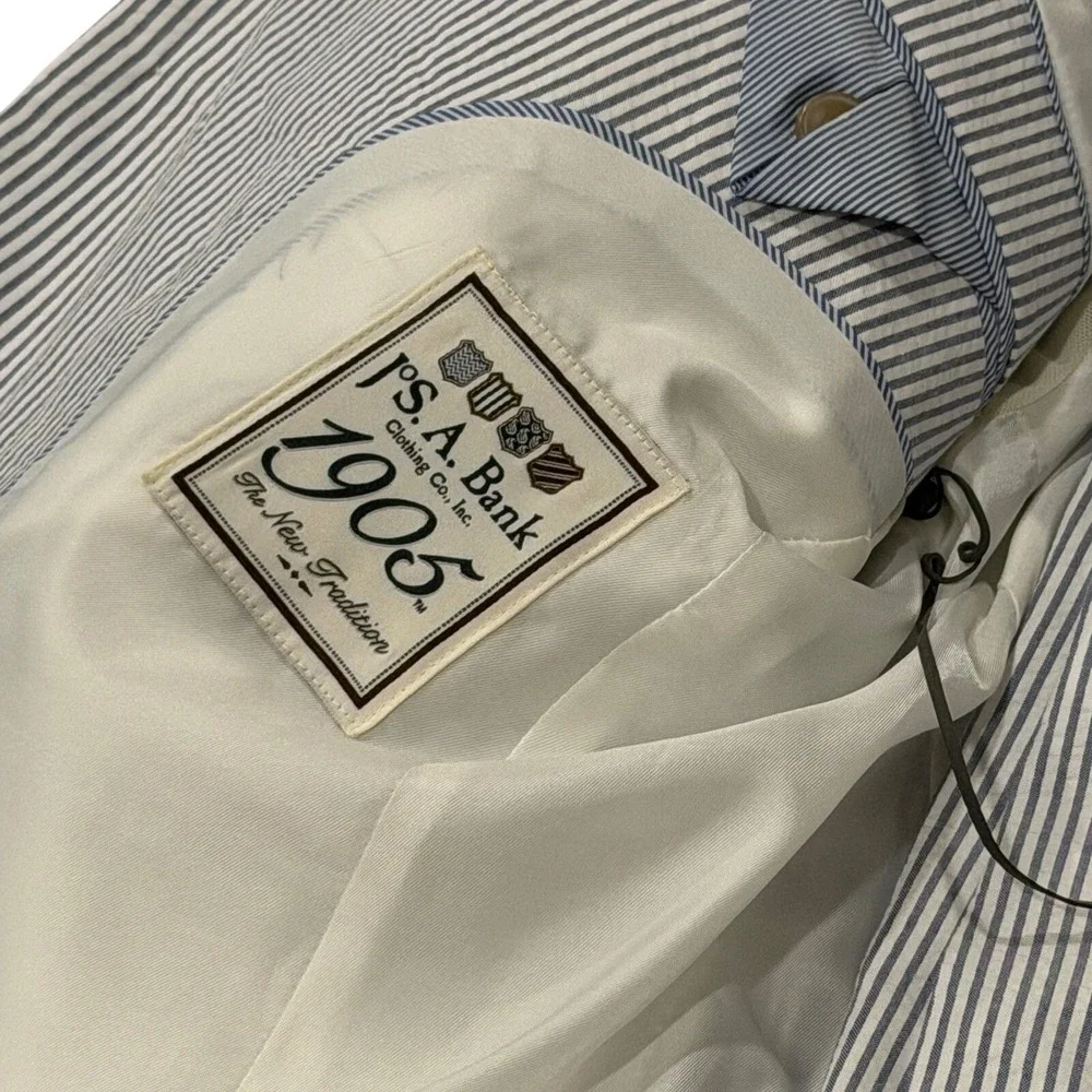 JOS A BANK 1905 Mens Spring Seersucker Stripe Blazer And Pants Suit Set 36S‎ 30W